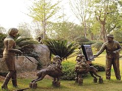 公园人物铜雕制作