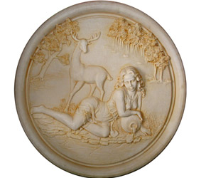 麋鹿少女砂岩浮雕