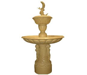 双层鲤鱼喷泉砂岩雕塑