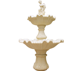 抱鱼娃三层水景砂岩雕塑